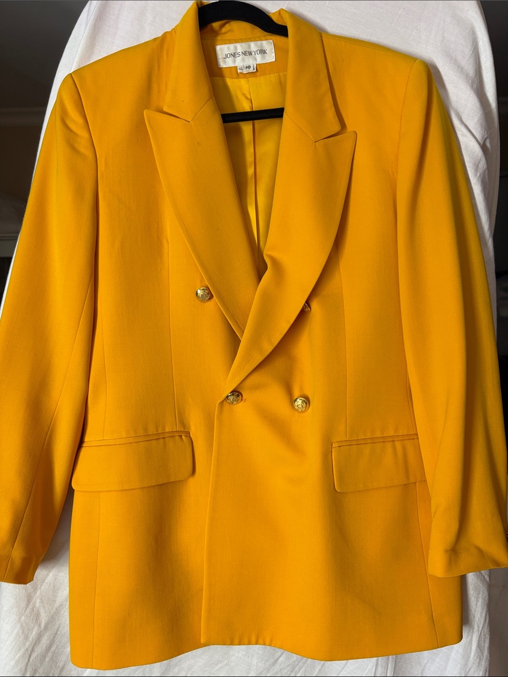Jones New York Double-Breasted Gold-Accent Yellow Blazer